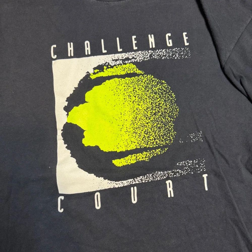 Vintage RARE Nike Challenge Court‎ T Shirt Mens Large Black Neon 90s Made in USA